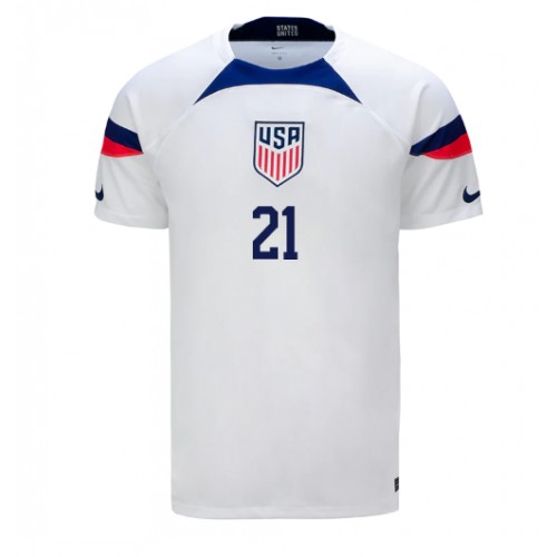 Maillot de foot États-Unis Timothy Weah #21 Domicile Monde 2022 Manches Courte